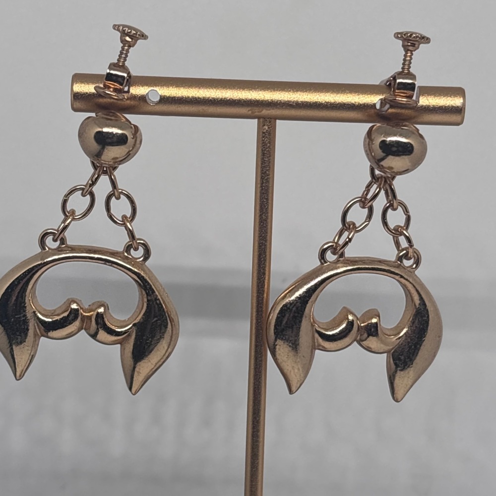 Napier‎ Earrings Vintage Gold Tone Crest Shield Heraldic Clip On Statement
